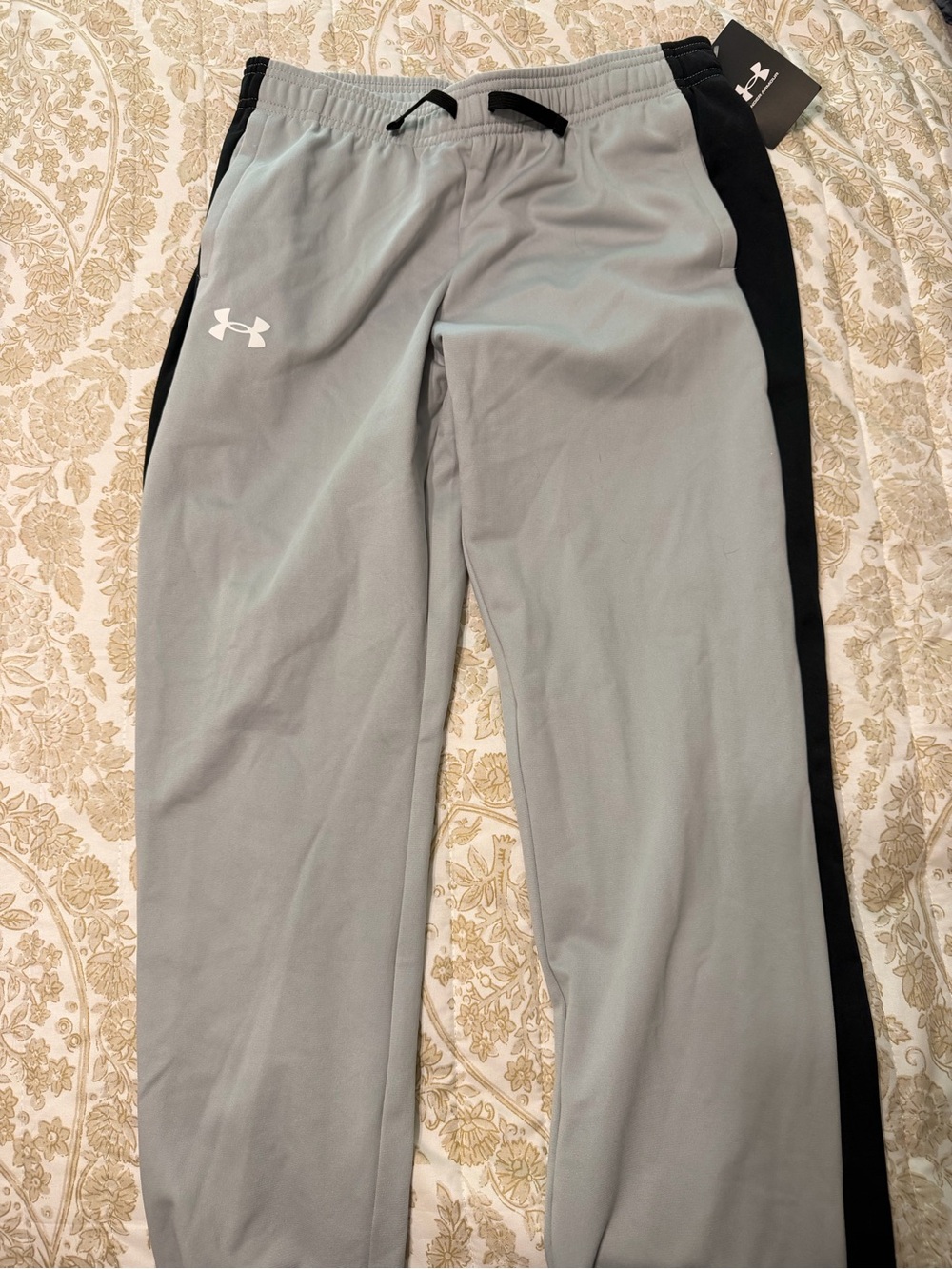 Under Armour Light Gray and Black Boys' Athletic Joggers